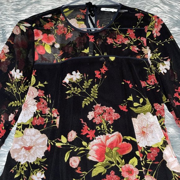 🎉 Bundle Deal: 4 for $20! 🎉 Sheer Black Kimchi Blue floral Dress - Picture 7 of 16